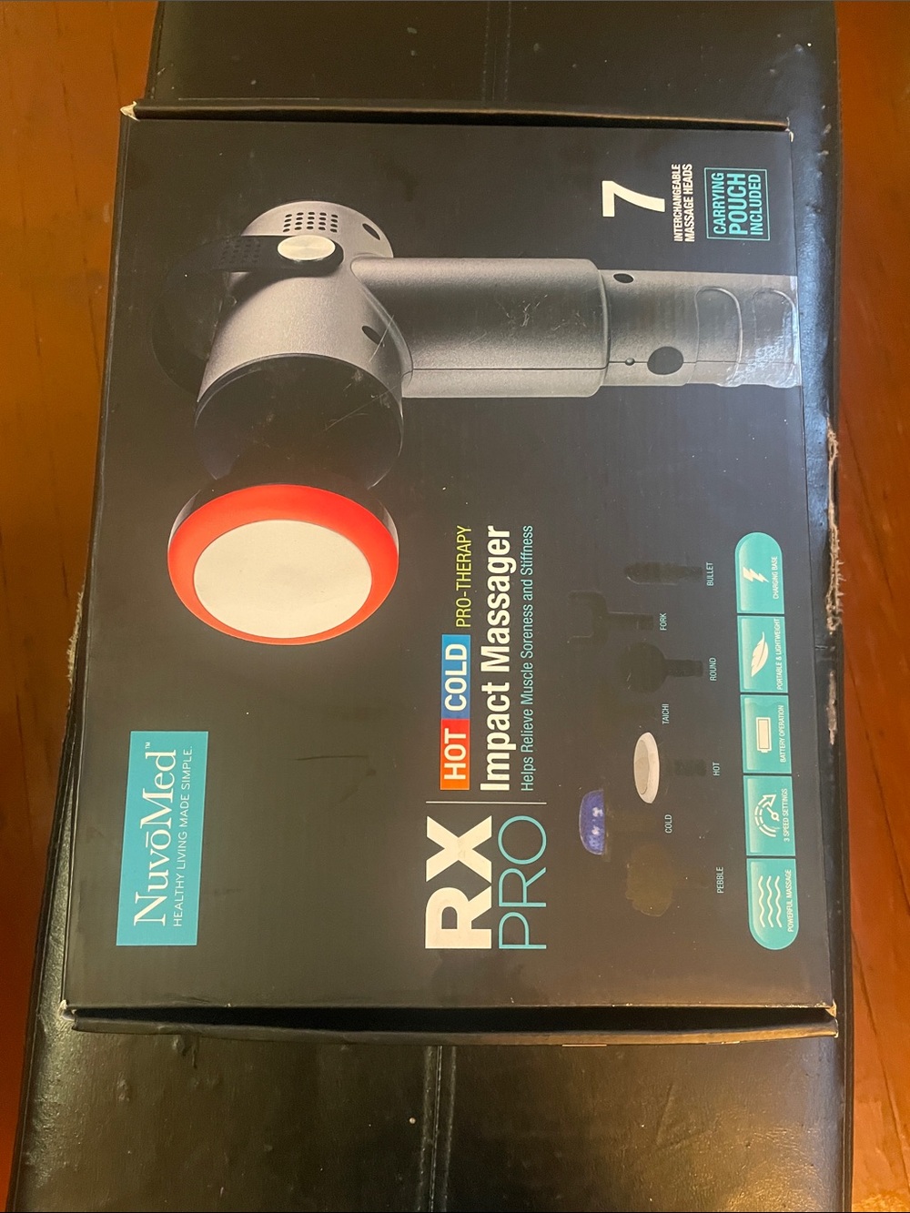 RX Pro Impact Massager — Black with Red Accent